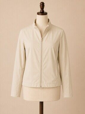 MONDETTA BEIGE ZIP UP ATHLETIC JACKET SIZE MEDIUM